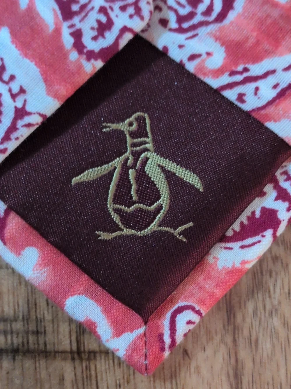 Original Penguin by Munsingwear Men's Tie Coral Pink Paisley Floral Slim